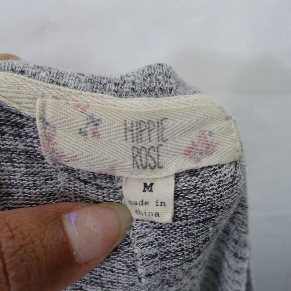 Hippie Rose Heather Gray Aztec Print Knit Top Women Size M Dolman 3/4 Sleeve - Picture 5 of 10